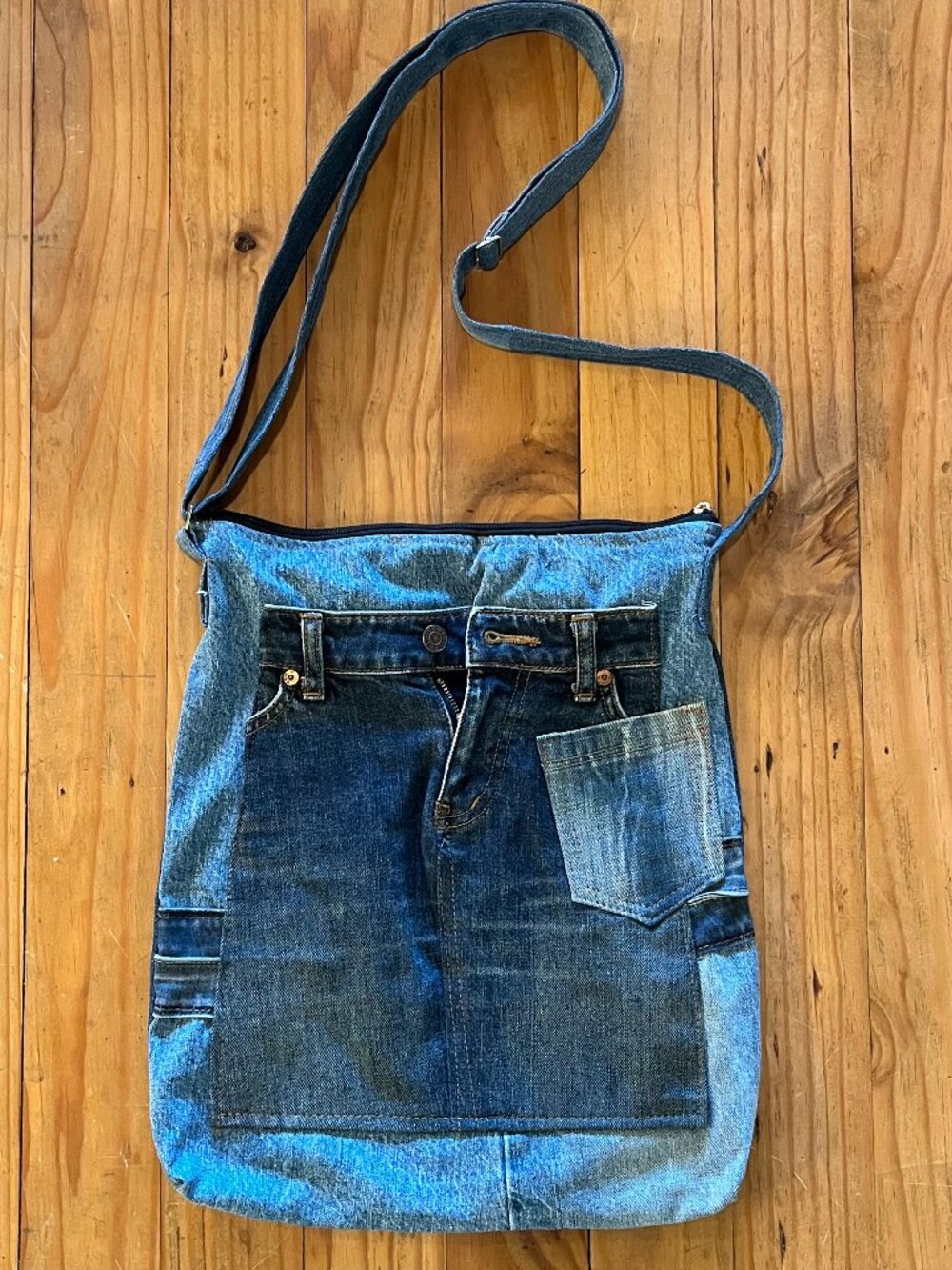 Hand Make Denim Shoulder Bag 14" L x 16.5" H